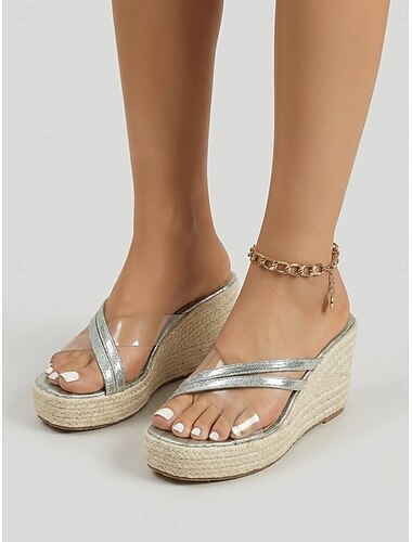  Dámské Dovolená Venkovní resort Klín Oblá špička prázdniny Umělá kůže Povaleč Zlatá Hnědá Zelená