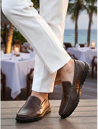  Bruine instappers voor heren, lichtgewicht comfortabele wandelschoenen, zachte, stijlvolle casual schoenen voor avonden in resorts, vakantiediners, strandwandelingen, cruise-avonden en een ontspannen vakantiestijl.