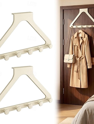  Conjunto de 2 ganchos para porta, ganchos para pendurar roupas, suporte para toalhas de porta para banheiro com 6 ganchos para casacos, acessórios essenciais para banheiro de dormitório.