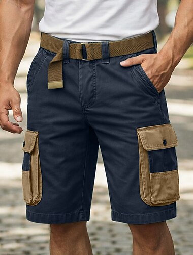  Homme Pantalon cargo Shorts cargo Shorts Short décontracté Avec Poches Taille Élastique Uni Couleur Pleine Longueur Genou Occasionnel Extérieur Vêtements de rue Mode Streetwear Noir bleu marine Non