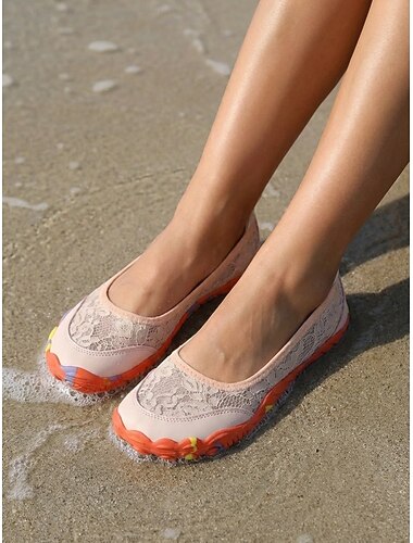  أحذية مائية نسائية وردية اللون برباط، جوارب مائية سريعة الجفاف مانعة للانزلاق، أحذية خفيفة الوزن وجيدة التهوية للشاطئ والسباحة والغطس والغوص وركوب الأمواج & جولة على الأقدام