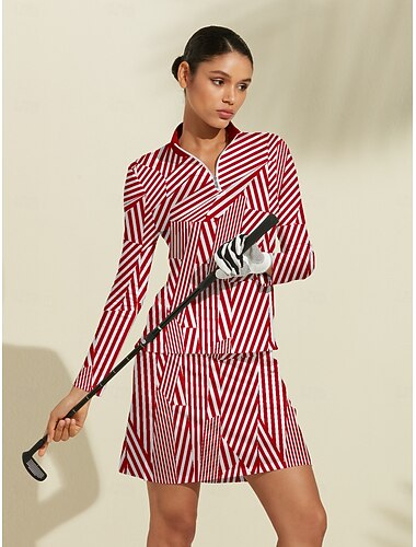  Damen Golf-Poloshirt Rot Langarm Oberteil Damen-Golfkleidung, Kleidung, Outfits, Kleidung