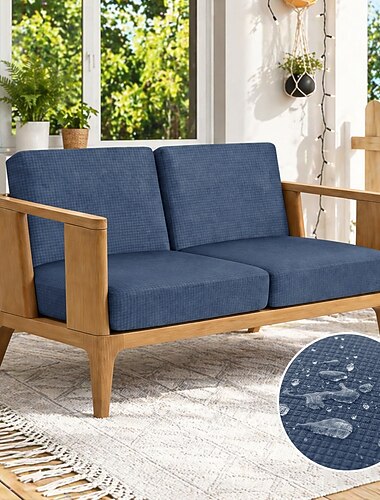  4 stuks stretch kussenhoezen voor buiten, 100% waterdicht, vervangende hoezen voor tuinbanken en -sofa's, wasbare en herbruikbare meubelbeschermers.