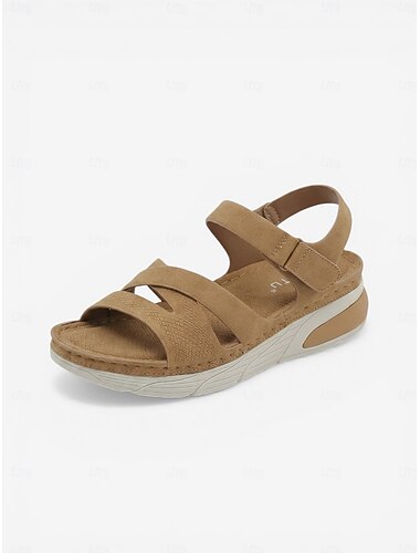  Damskie szare, wygodne sandały z podparciem łuku stopy – lekkie, amortyzowane sandały z paskiem na kostce, miękkie, codzienne buty do podróży, na zakupy i spacery na świeżym powietrzu &codzienne