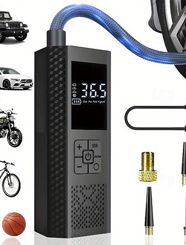  compressore d'aria portatile per pneumatici auto, gonfiatore per pneumatici senza fili con display LCD digitale, pompa d'aria elettrica da 150 psi, spegnimento automatico, ricaricabile tramite USB-C