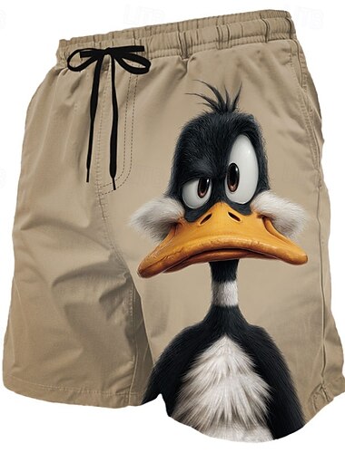  Pánské Legrační Kachna kreslená zvířata Plavecké trenýrky Plavky a plavecké kraťasy Surfovací šortky Středně vysoký pas Havajské Plážová dovolená Boční kapsy Podšívka ze síťoviny Elastická šňůrka v