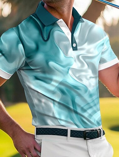  Voor heren Golf Sport Poloshirts Korte mouw Poloshirt Overhemden met kraag Casual Sportkleding 3D-afdrukken Knop Ademend gaas Lente zomer blauw Paars Bruin
