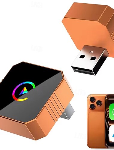  Adaptador 2 em 1 sem fio para CarPlay e Android Auto, dongle CarPlay sem fio para carros com CarPlay com fio, plugue &Adaptador sem fio para Android Auto, rápido &Wi-Fi estável de 5 GHz, conexão