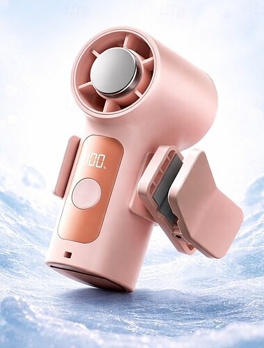  Přenosný ventilátor s klipem, dobíjecí ruční mini ventilátor s 13 500 ot./min. a LED displejem, odnímatelná spona otočná o 360°, ventilátor do kočárku pro miminka, kompaktní cestovní