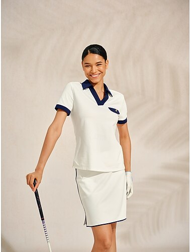  Damen Golf-Poloshirt Weiß Langarm Oberteil Damen-Golfkleidung, Kleidung, Outfits, Kleidung