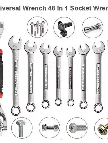  Lot de 2 clés universelles multifonctions 8 en 1, clé à douille pivotante à 360° (8 à 19 mm), outil portable tout-en-un pour l'entretien de la maison et de la voiture, construction robuste.
