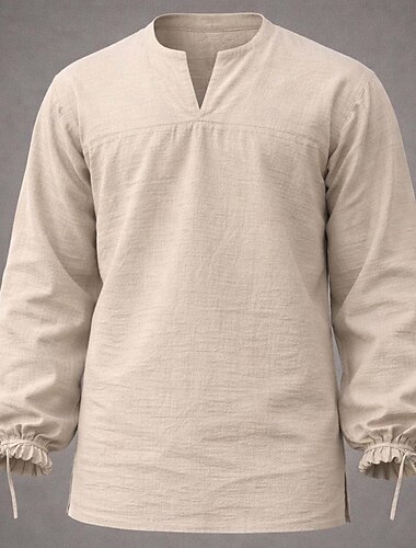  Médiéval Renaissance Chemise Manches longues Pirate Viking Déguisement Homme Viking Pirate Halloween Carnaval Performance LARP Foire de la Renaissance Adulte Chemise