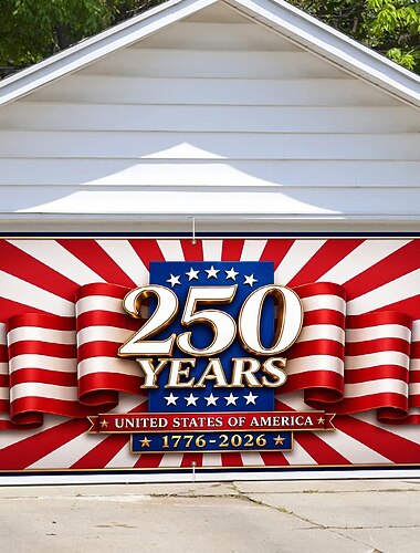  Kryt garážových vrat k 250. výročí USA, vlastenecká dekorace ke Dni nezávislosti, ideální pro venkovní oslavy a sváteční dekorace.