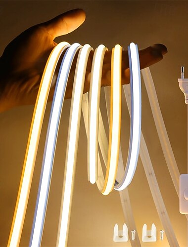  LED szalag ki/be kapcsolóval, vízálló cob LED szalag, rugalmas szalag szobába, hálószobába, konyhába, kültéri, kerti világításhoz
