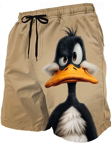  Homme Drôle Canard animaux de dessin animé Maillots de bain Maillots de bain shorts de bain Shorts de Surf Taille Moyenne Hawaïen Vacances à la Plage Poches Latérales doublure en maille Taille