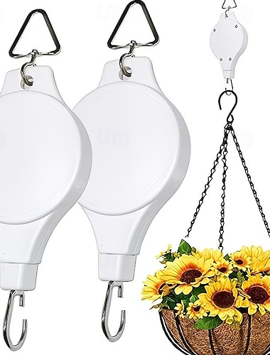  2/4/6 weiße Teleskop-Blumenkorbhaken mit neuem dreieckigem Hakendesign, aus neuem, umweltfreundlichem Material, geeignet für verschiedene Hängeampeln und Vogelfutterhäuschen.