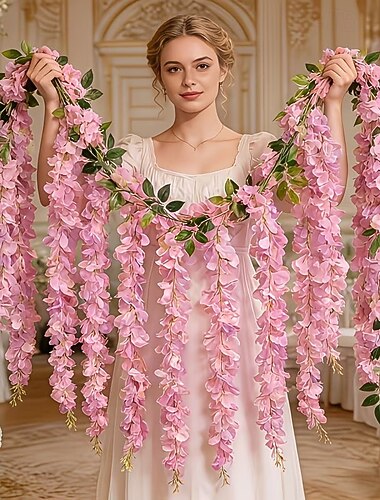  3 kpl keinotekoista wisteria-kukkakaariköynnösseppele, kevät, ystävänpäivän erikoistarjous, kaariköynnöskeinotekoinen kevätkukkaseppele sopii huoneeseen, juhliin, kotiin, häihin, syntymäpäivän