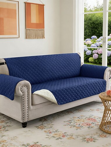  Housse de canapé réversible et imperméable pour 3 coussins, adaptée aux animaux de compagnie (y compris les chiens), lavable et dotée d'une bande élastique antidérapante.