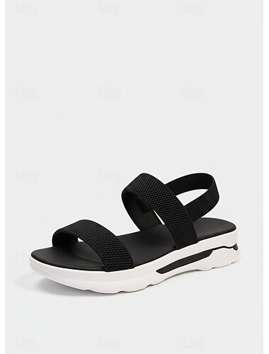  Sandalias deportivas de plataforma negras para mujer: sandalias ligeras y con tiras ajustables para mujer, ideales para caminar, viajar, actividades al aire libre y comodidad diaria.