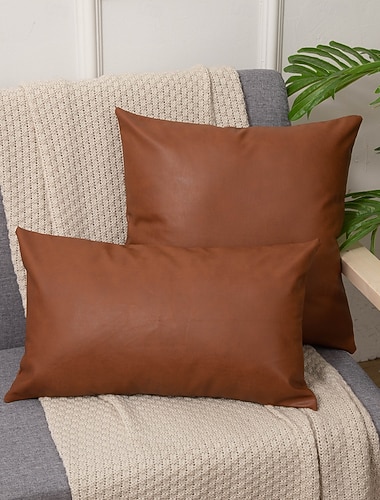  utendørs putetrekk i pu-skinn vanntett, sølesikkert dekorativt putetrekk til terrasse, hage, veranda, balkong, sofa, gårdshus, hjeminnredning