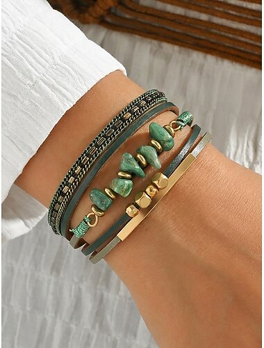  Magnetiskt bohemiskt armband i konstläder för kvinnor, flera färger, perfekt för strandsemester, vardagskläder, trendiga bohemiska accessoarer