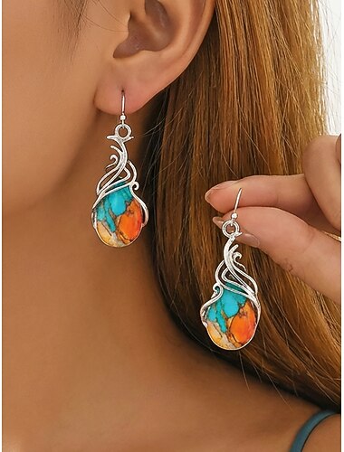  Bohemiska örhängen i hartslegering, droppformade örhängen för kvinnor, lätta vintage-örhängen för strandsemester, resortresor och vardagskläder