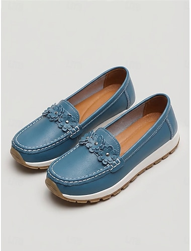  Damen-Slipper mit blauem Blumenmuster, weiche Sohle, bequeme Freizeitschuhe zum Spazierengehen &tägliche Ausflüge