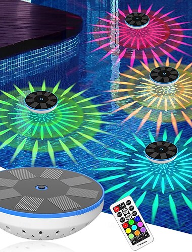  Schwimmende RGB-LED-Solar-Poolleuchten für den Außenbereich, wasserdicht, ferngesteuert, Helligkeit einstellbar &Blinkfrequenz, dekorative Unterwasserlampen für Garten, Hof, Weg, Teich, Badewanne,