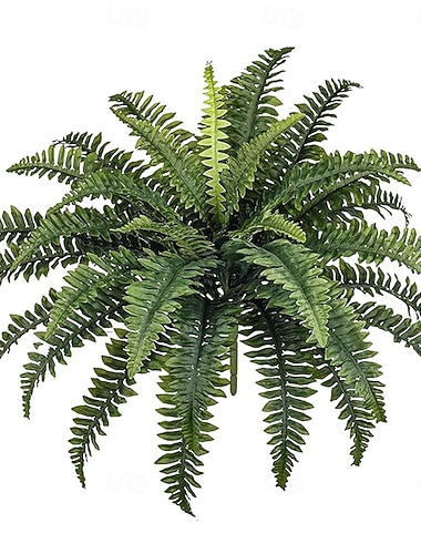  Cespuglio artificiale di felce di Boston da 89 cm, grande, resistente ai raggi UV, dall'aspetto realistico, con 38 fronde naturali, ideale per decorazioni interne ed esterne, patio, veranda, giardino, matrimoni e ufficio.