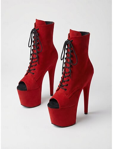  Dames peep-toe laarzen met platformhak van 20 cm - veterschoenen met extreme stilettohakken voor paaldansen en uitgaan. &clubkleding