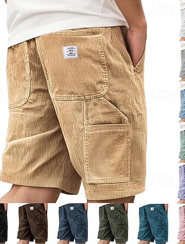 Herren Shorts Sommershorts Freizeitshorts Cordshorts Kordelzug Tasche Elastischer Bund Einfach Komfort Atmungsaktiv Kurz Outdoor Urlaub Straße Sport Strukturiert Meerblau Schwarz