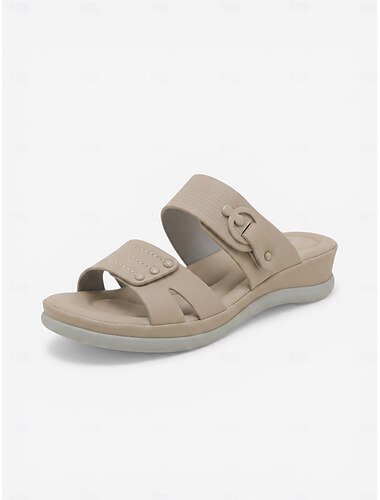  Damskie zielone sandały wsuwane z podwójnym paskiem na stopę – wygodne, wsuwane sandały z podwójnym paskiem, lekkie, amortyzowane, codzienne buty do chodzenia i podróżowania &odzież codzienna