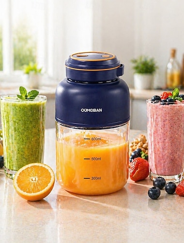  Tragbarer elektrischer Entsafter für 44 oz (ca. 1,3 l) – kabellos &Gemüsemixbecher, große Saftflasche für zu Hause und unterwegs