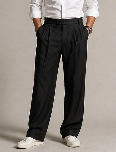  Homme Pantalons Dress Pants works Taille Élastique Jambe Droite Uni Longueur complète Quotidien Affaires Bureau Mode Classique Noir Gris Non Elastique