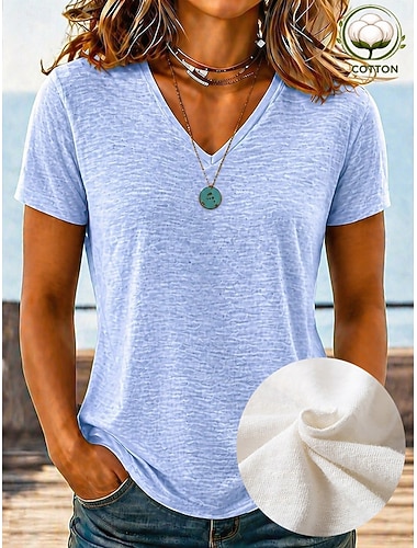  Dames Overhemd Textuur Blouse Zomer tops Effen Stijlvol Klassiek Korte mouw V-hals Lange tops Casual Wit Lichtgroen Licht Paars Licht Blauw Zomer Lente