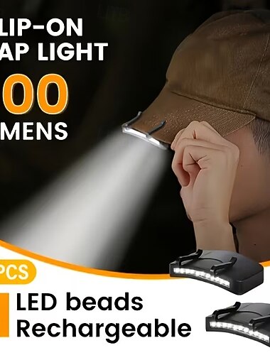  3-pakning oppladbar klips-på-capslykt, 11 LED 300 lumen hattelykt for menn, håndfri hodelykt for fiske, camping, fotturer, jakt, bærbar lett LED-hattelommelykt for baseballcapser
