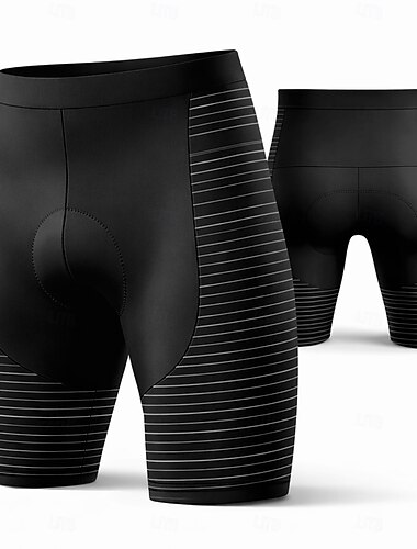  Herren Streifen Radsport-Radhose: Fahrradshorts Gepolsterte Fahrradhose Fahhrad Shorts Unterteile Schmale Passform Sport 3D-Polster Schnelltrocknend Schweißableitend Atmungsaktiv Schwarz Bekleidung