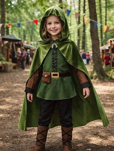  Sett Retro / vintage Kostymer i middelalderstil Renessanse Kappe Bukser قميص med tilbehør Alv Kostyme Unisex Halloween Karneval Fest Maskerade Temafest Voksen Topp Bukser Kappe Alle årstider