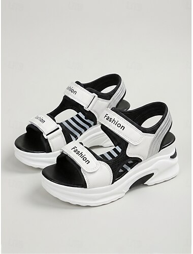  naisten väriblokkipohjaiset sporttisandaalit – säädettävä koukku &lenkkiremmit, paksut sandaalit puistokävelyyn, matkustamiseen &jokapäiväinen käyttö