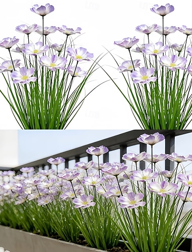  7 ks umělých venkovních květin a cibulovin, plastové repliky afrických sedmikrásek a cibulovin pozemních rostlin, realistické umělé květiny cibulové trávy, vhodné na nádvoří, do venkovních zahrad