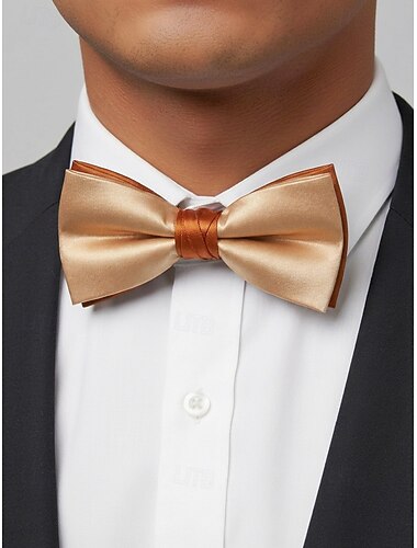  Papillon da uomo a doppio strato, in poliestere, multicolore, lunghezza regolabile, elegante accessorio per matrimoni, feste e cene formali.