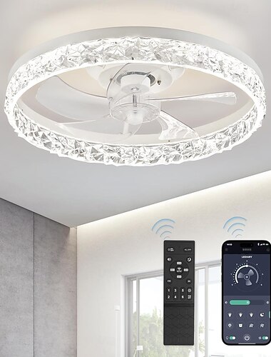  15,7" 20" moderne takvifter med lys og fjernstyrt dimbar lavprofil takvifte, innfelt takvifte, trinnløs fargetemperaturendring og 6 hastigheter