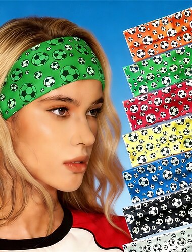  8 haarbanden met voetbalthema, kleurrijke sportieve haaraccessoires voor kinderen &Antislip, elastische sportzweetbandjes voor volwassenen, geschikt voor voetballers, cadeau voor een