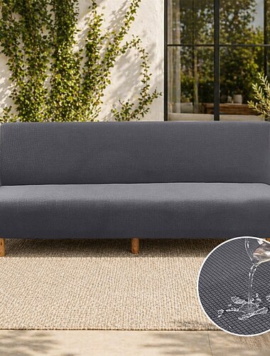  vattentålig bäddsoffa överdrag 1-delat stretch vinröd soffa underöverdrag armlöst sofföverdrag möbelskydd mjuk med elastisk botten för barn, spandex jacquard små rutor