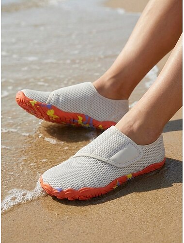  Witte waterschoenen voor dames, sneldrogend – ademend mesh, klittenbandsluiting, antislip dikke zool, waterschoenen voor strand, zwemmen, surfen, wandelen en watersporten.