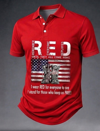  4. Juli 2026 250. Herren Amerikanische US-Flagge Poloshirts Kurzarm Polo-Shirts Hemden mit Kragen Lässig Outdoor Streetwear Athleisure Knöpfe Atmungsaktives Gewebe Sommer Frühling Blau Rote Armeegrün