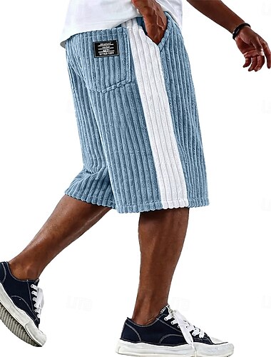  Voor heren Korte broek Casual korte broek Corduroy korte broek Gestructureerde shorts Lapwerk Kleurenblok Effen Effen kleur Comfort Ademend Knielengte Casual Buiten Strand Vakantie Modieus Zwart Groen