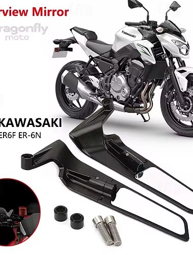  Rétroviseurs Dragonfly pour moto Kawasaki ER6N ER6F ER-6N, rétroviseurs latéraux orientables et réglables, style aileron aérodynamique, en alliage d'aluminium, vendus par paire.