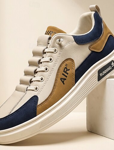  Scarpe da ginnastica casual da uomo bianche e blu navy, stringate, leggere e comode, ideali per camminare, scarpe basse ed eleganti per l'uso quotidiano, i viaggi, gli spostamenti e i look smart casual.