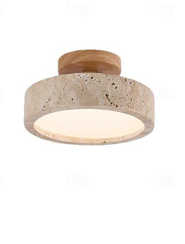  Ιαπωνικό φωτιστικό wabi-sabi 1 φωτιστικό E26 φυσικό κίτρινο τραβερτίνη φωτιστικό οροφής με βάση από μασίφ ξύλο σε σκανδιναβικό κρεμ στυλ b &β είσοδος διάδρομος είσοδος μπαλκόνι φωτισμός οροφής